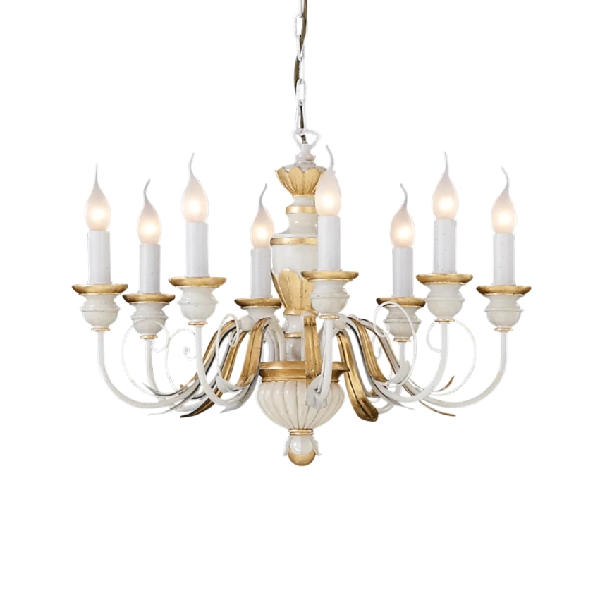 Ideal Lux - Ljuskrona på kedja FIRENZE 8xE14/40W/230V diameter 64 cm vit/guld