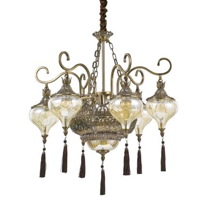 Ideal Lux - Ljuskrona på kedja HAREM 9xE27/60W/230V diameter 75 cm mässing