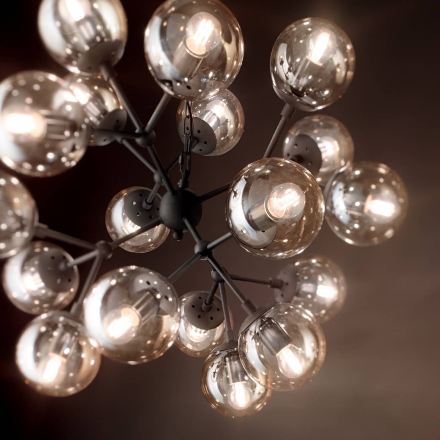 Ideal Lux - Ljuskrona på kedja KEPLER 18xE27/42W/230V diameter 69 cm svart/rökig