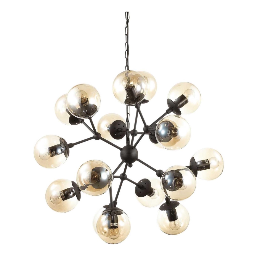 Ideal Lux - Ljuskrona på kedja KEPLER 18xE27/42W/230V diameter 69 cm svart/rökig