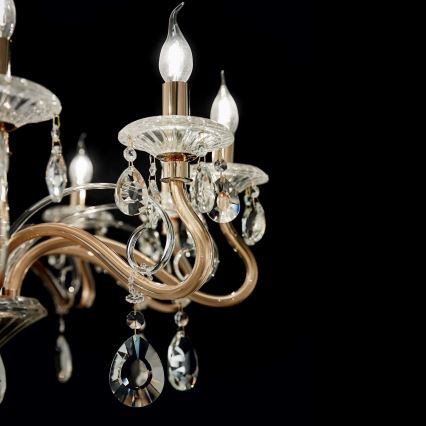 Ideal Lux - Ljuskrona i kristal med kedja NEGRESCO 10xE14/28W/230V diameter 85 cm guld