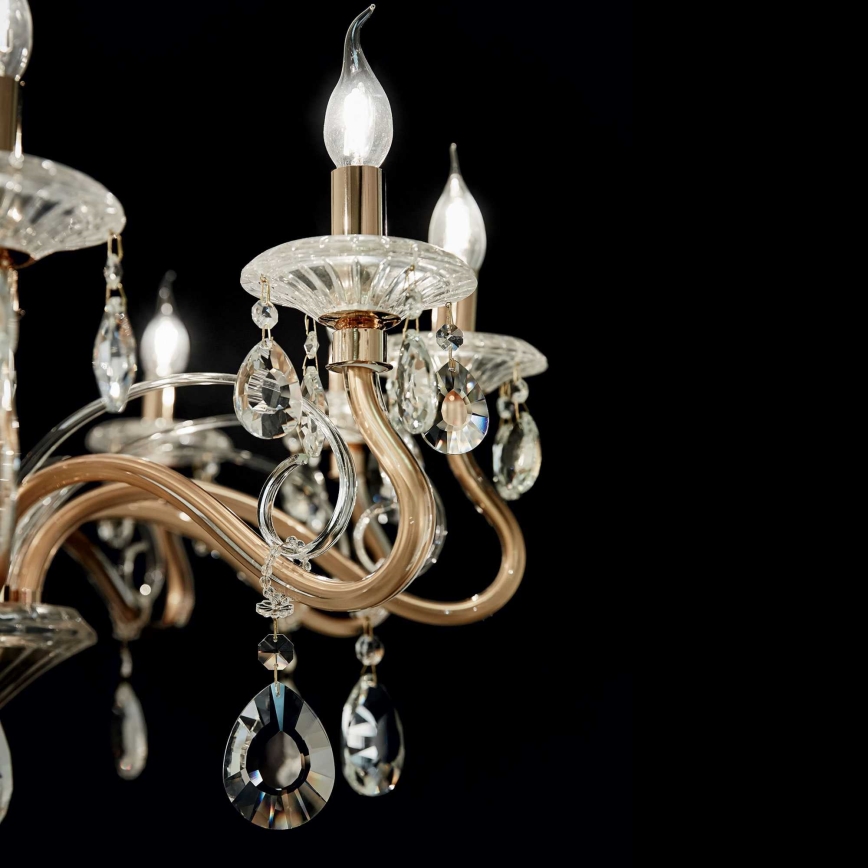 Ideal Lux - Ljuskrona i kristal med kedja NEGRESCO 10xE14/28W/230V diameter 85 cm guld