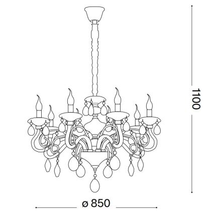 Ideal Lux - Ljuskrona i kristal med kedja NEGRESCO 10xE14/28W/230V diameter 85 cm guld