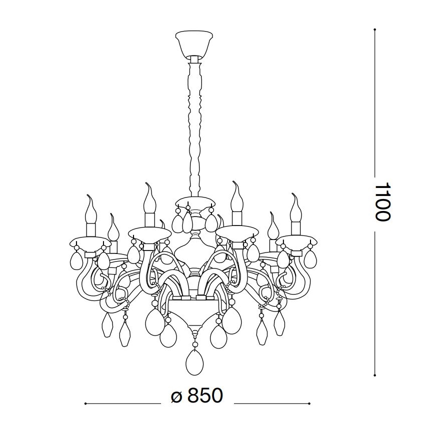 Ideal Lux - Ljuskrona i kristal med kedja NEGRESCO 10xE14/28W/230V diameter 85 cm guld