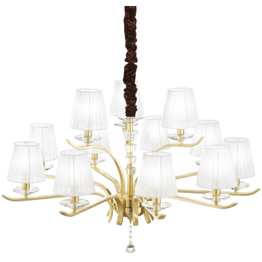 Ideal Lux - Ljuskrona i kristal med kedja PEGASO 12xE14/28W/230V diameter 102 cm guld