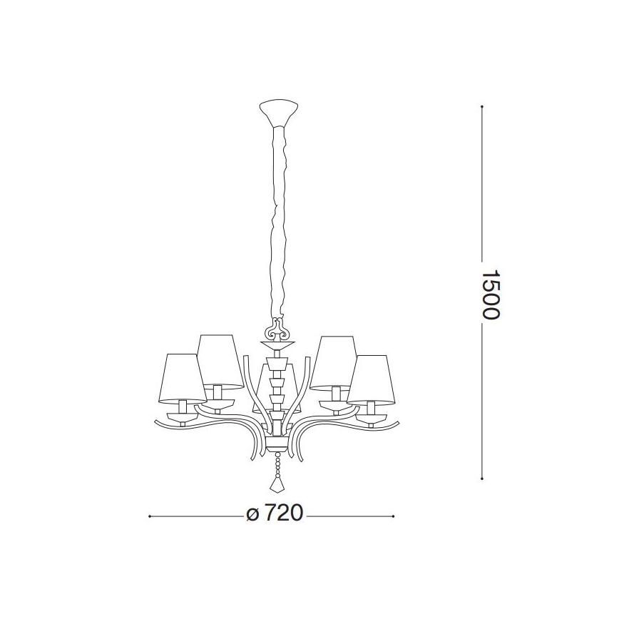 Ideal Lux - Ljuskrona i kristal med kedja PEGASO 5xE14/28W/230V diameter 72 cm guld