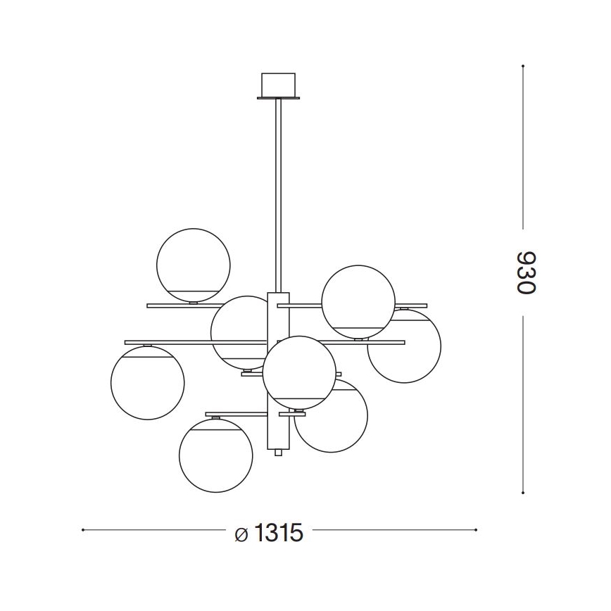 Ideal Lux - Pendelkrona GOURMET 9xE14/28W/230V diameter 131,5 cm guld