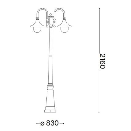 Ideal Lux - Utomhuslampa CIMA 2xE27/52W/230V 216 cm IP43 antracit