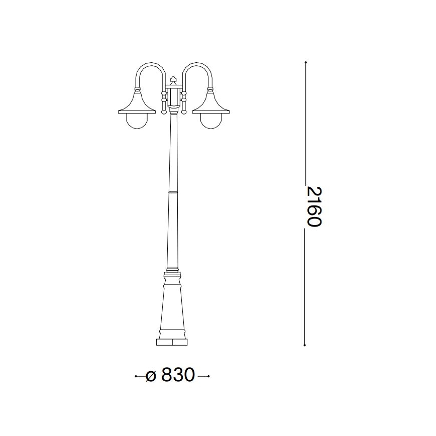 Ideal Lux - Utomhuslampa CIMA 2xE27/52W/230V 216 cm IP43 patina