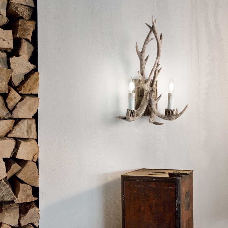 Ideal Lux - Vägglampa CHALET 2xE14/40W/230V Horn
