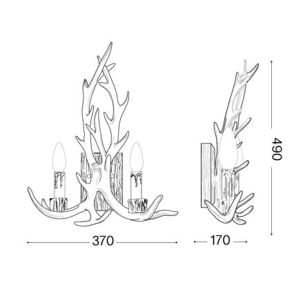 Ideal Lux - Vägglampa CHALET 2xE14/40W/230V horns