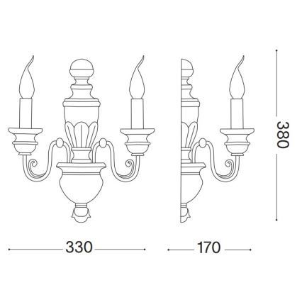 Ideal Lux - Vägglampa FIRENZE 2xE14/40W/230V guld