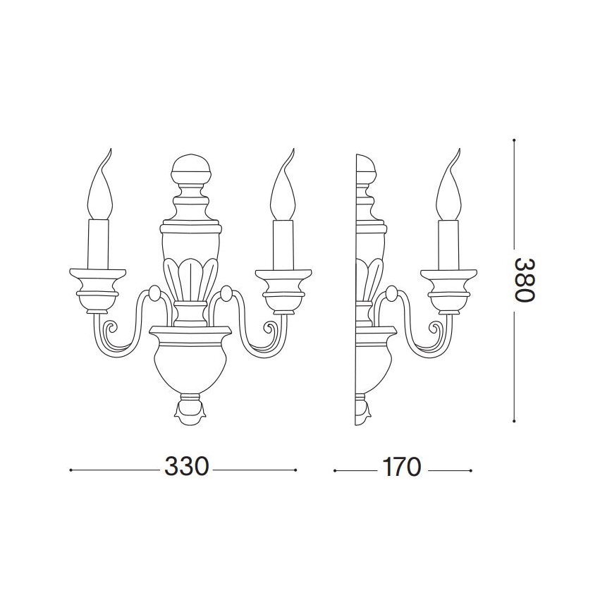 Ideal Lux - Vägglampa FIRENZE 2xE14/40W/230V vit/guld