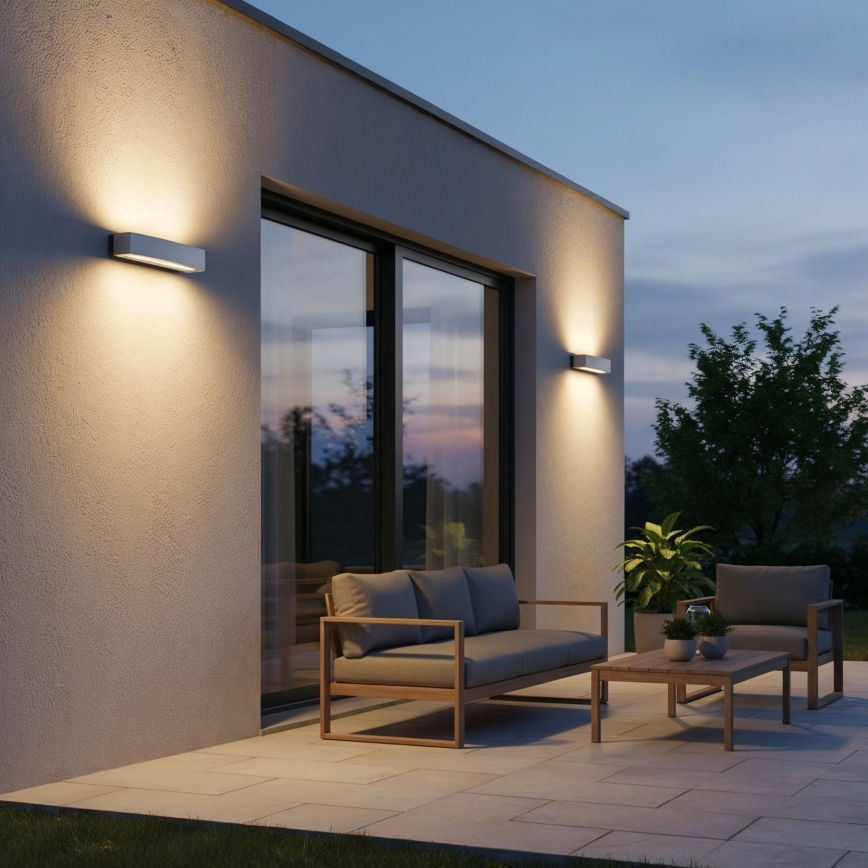 Ideal Lux - Vägglampa för utomhusbruk ANDROMEDA 2xE27/60W/230V IP55 grå