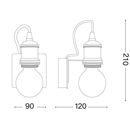 Ideal Lux - Vägglampa FRIDA 1xE27/60W/230V koppar