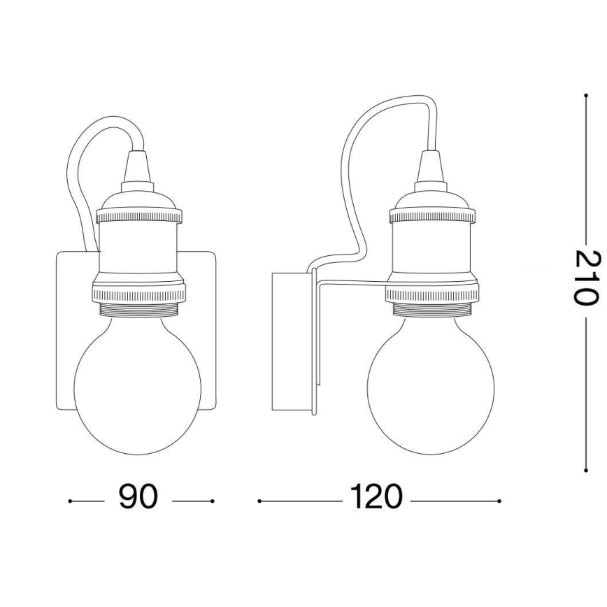 Ideal Lux - Vägglampa FRIDA 1xE27/60W/230V koppar