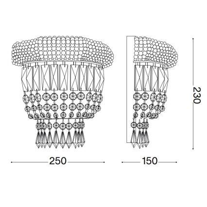 Ideal Lux - Vägglampa i kristall DUBAI 2xE14/28W/230V skinande krom