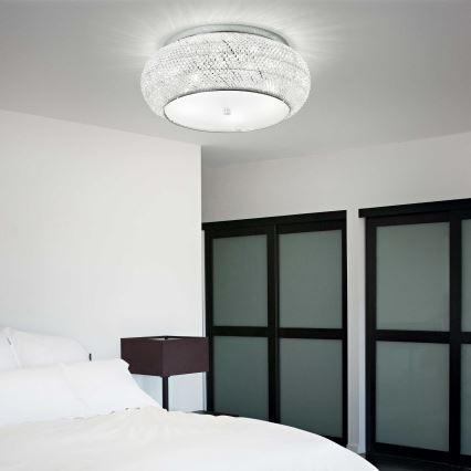 Ideal Lux - Vägglampa i kristall PASHA 10xE14/40W/230V diameter 55 skinande krom