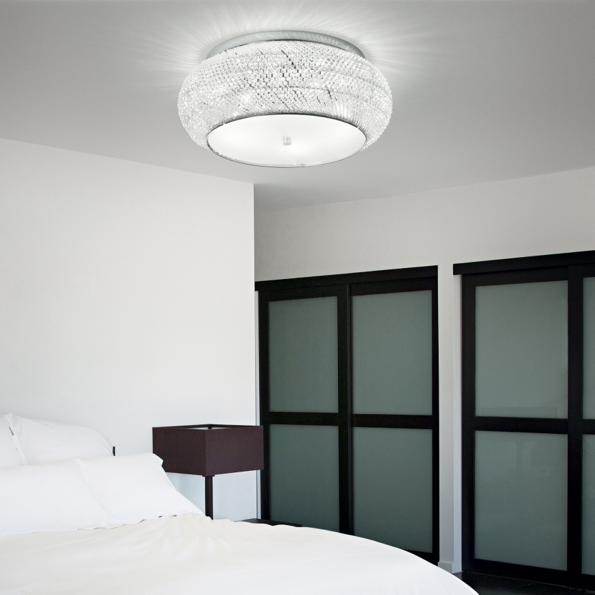 Ideal Lux - Vägglampa i kristall PASHA 14xE14/40W/230V diameter 65 skinande krom
