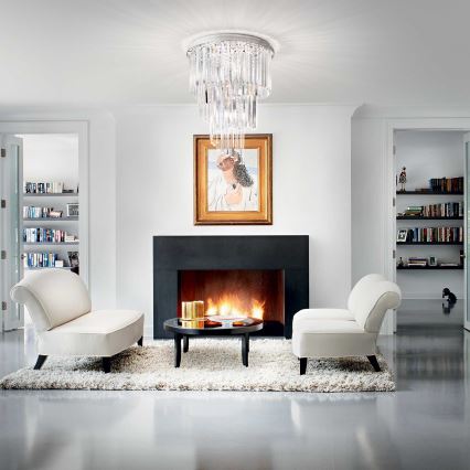 Ideal Lux - Ytmonterad kristallkrona CARLTON 12xE14/40W/230V diameter 50 cm skinande krom