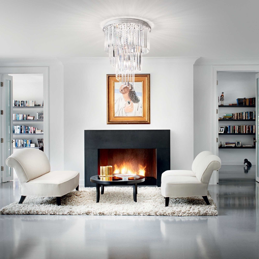 Ideal Lux - Ytmonterad kristallkrona CARLTON 12xE14/40W/230V diameter 50 cm skinande krom