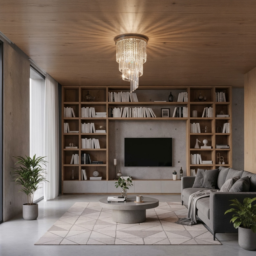 Ideal Lux - Ytmonterad kristallkrona CARLTON 8xE14/40W/230V diameter 40 cm skinande krom