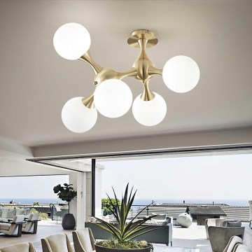 Ideal Lux - Ytmonterad ljuskrona NODI 5xE14/28W/230V mässing