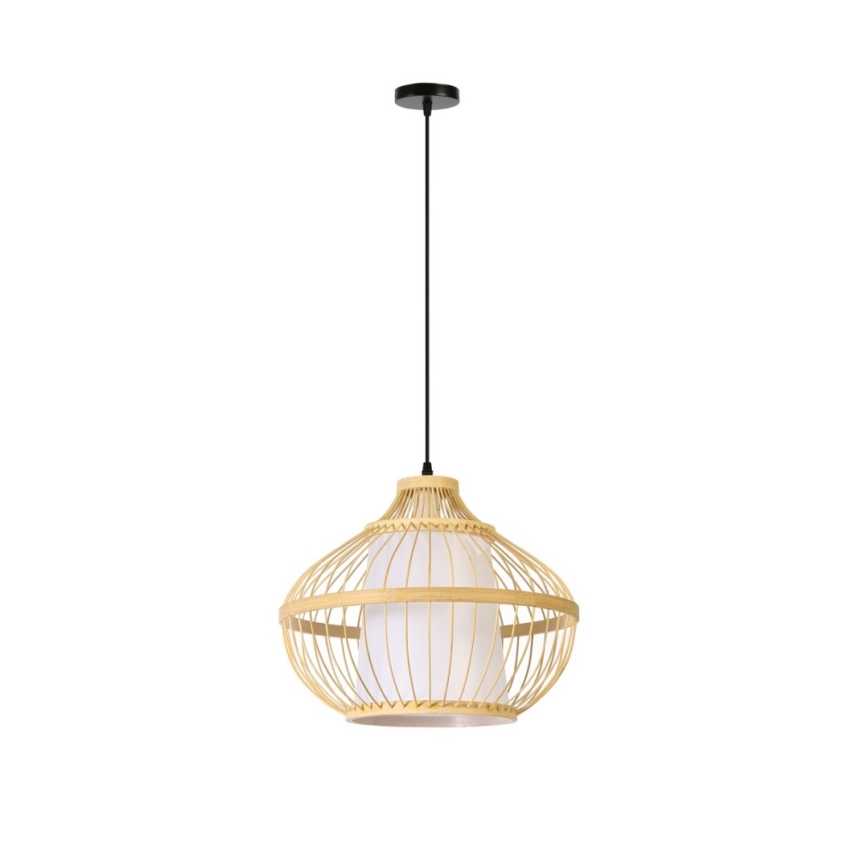 Ljuskrona med textilsladd PINCHOS 1xE27/40W/230V diameter 40 cm bambu