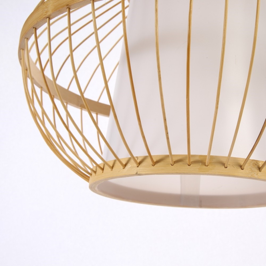 Ljuskrona med textilsladd PINCHOS 1xE27/40W/230V diameter 40 cm bambu