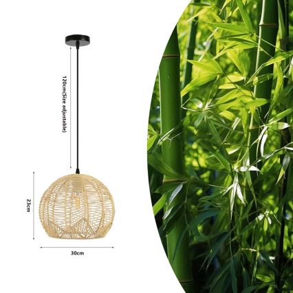 Ljuskrona med textilsladd PELO 1xE27/40W/230V diameter 30 cm rotting