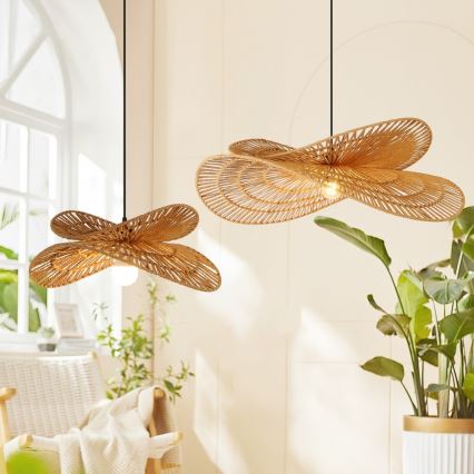 Ljuskrona med textilsladd MARIPOSA 1xE27/40W/230V diameter 50 cm jute