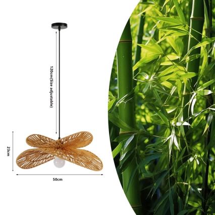 Ljuskrona med textilsladd MARIPOSA 1xE27/40W/230V diameter 50 cm jute