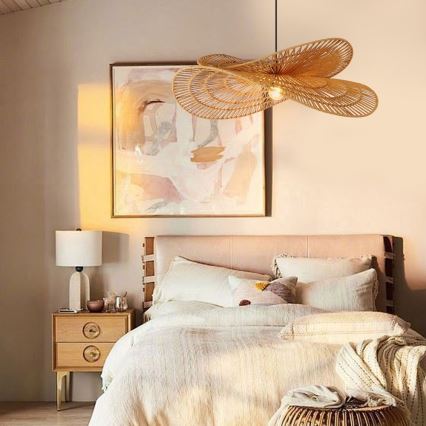 Ljuskrona med textilsladd MARIPOSA 1xE27/40W/230V diameter 80 cm jute