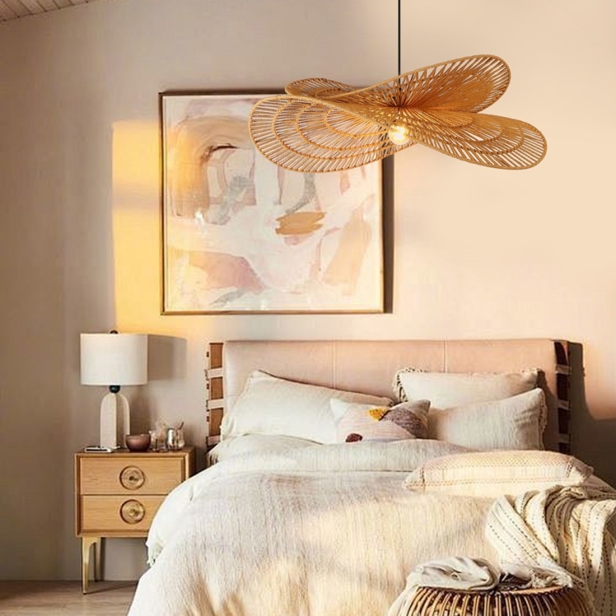 Ljuskrona med textilsladd MARIPOSA 1xE27/40W/230V diameter 80 cm jute