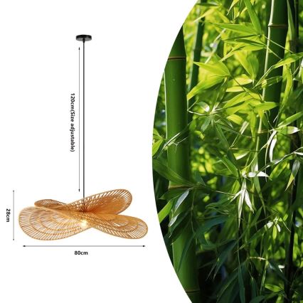 Ljuskrona med textilsladd MARIPOSA 1xE27/40W/230V diameter 80 cm jute