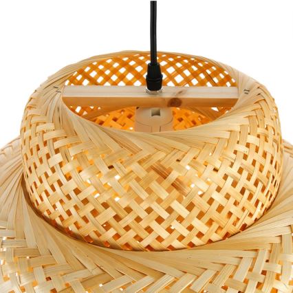 Ljuskrona med textilsladd HILO 1xE27/40W/230V diameter 38 cm bambu