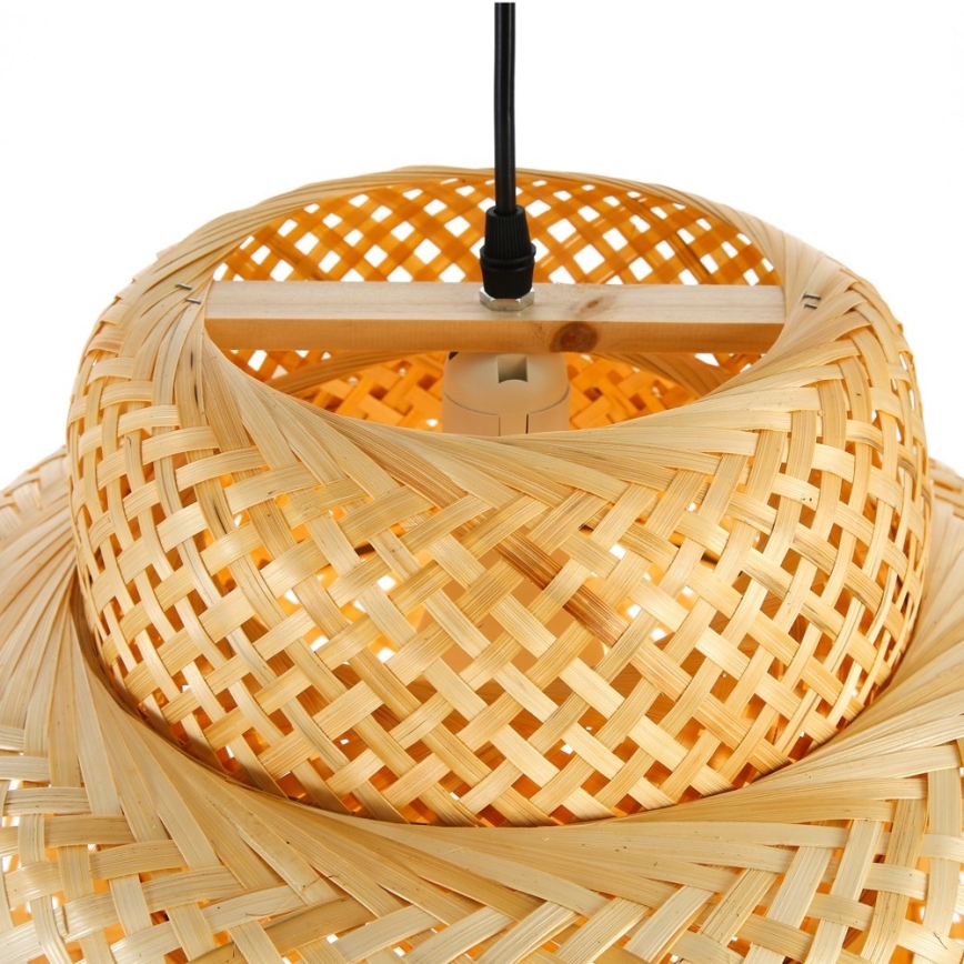 Ljuskrona med textilsladd HILO 1xE27/40W/230V diameter 38 cm bambu