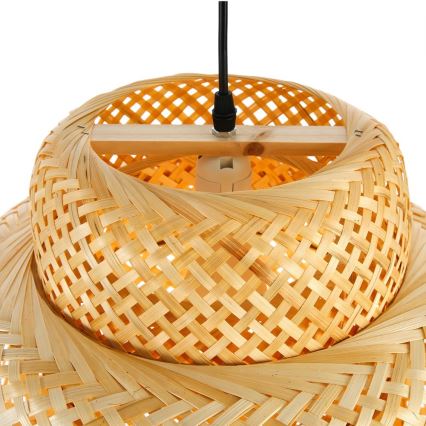Ljuskrona med textilsladd HILO 1xE27/40W/230V diameter 47 cm bambu