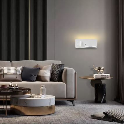 Immax 08285L - LED Väggspotlight med hylla, USB-port och trådlös laddning Be PREPARE LED/3W/230V + LED/3W vit