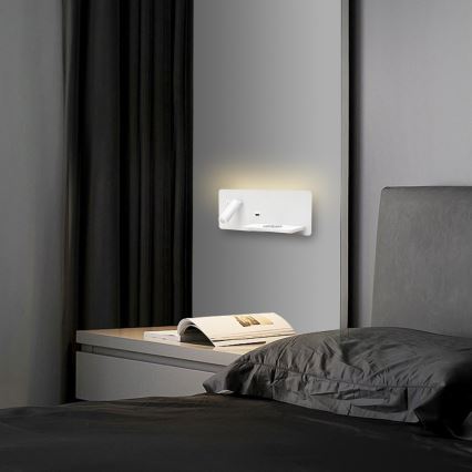 Immax 08285L - LED Väggspotlight med hylla, USB-port och trådlös laddning Be PREPARE LED/3W/230V + LED/3W vit
