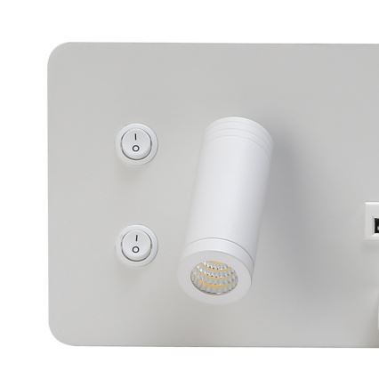 Immax 08285L - LED Väggspotlight med hylla, USB-port och trådlös laddning Be PREPARE LED/3W/230V + LED/3W vit