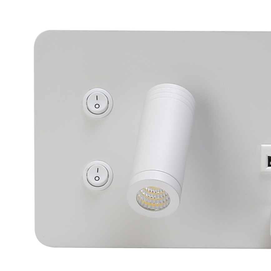 Immax 08285L - LED Väggspotlight med hylla, USB-port och trådlös laddning Be PREPARE LED/3W/230V + LED/3W vit