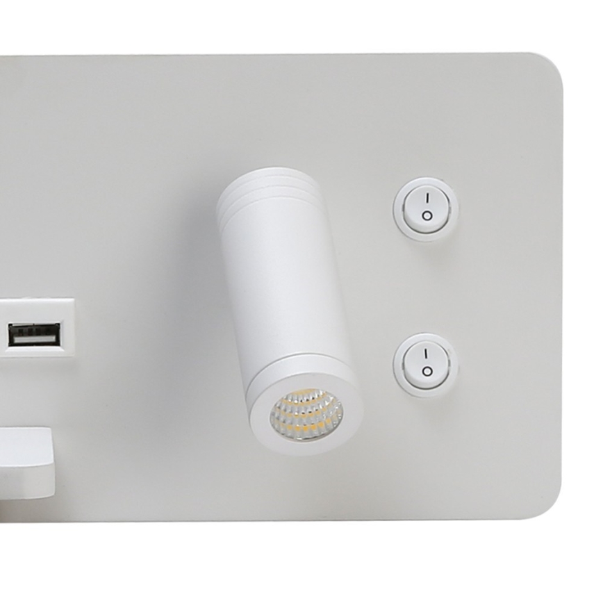 Immax 08286L - LED Väggspotlight med hylla, USB-port och trådlös laddning Be PREPARE LED/3W/230V + LED/3W vit
