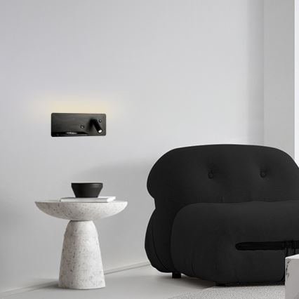 Immax 08288L - LED Väggspotlight med hylla, USB-port och trådlös laddning Be PREPARE LED/3W/230V + LED/3W svart