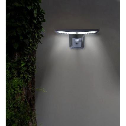 LED solcell väggbelysning med sensor LED/2,6W/5,5V IP65 1800 mAh svart