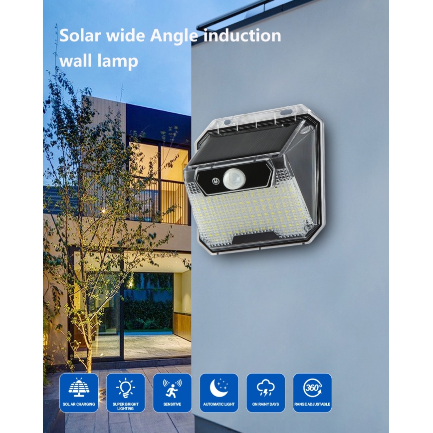 LED solcell väggbelysning med sensor LED/3W/5,5V IP65 1200 mAh