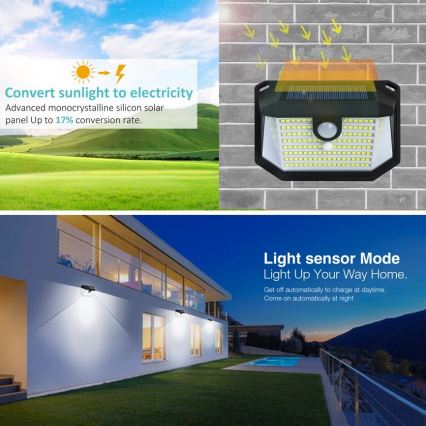 LED solcell väggbelysning med sensor LED/4W/5,5V IP65 1200 mAh