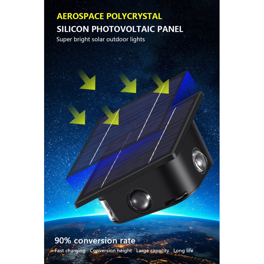 LED solcell väggbelysning med sensor LED/2W/5V IP54 1300 mAh