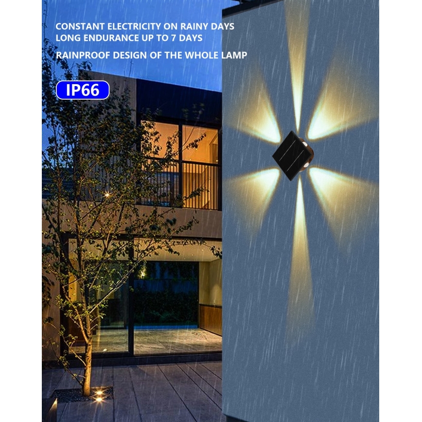 LED solcell väggbelysning med sensor LED/2W/5V IP54 1300 mAh