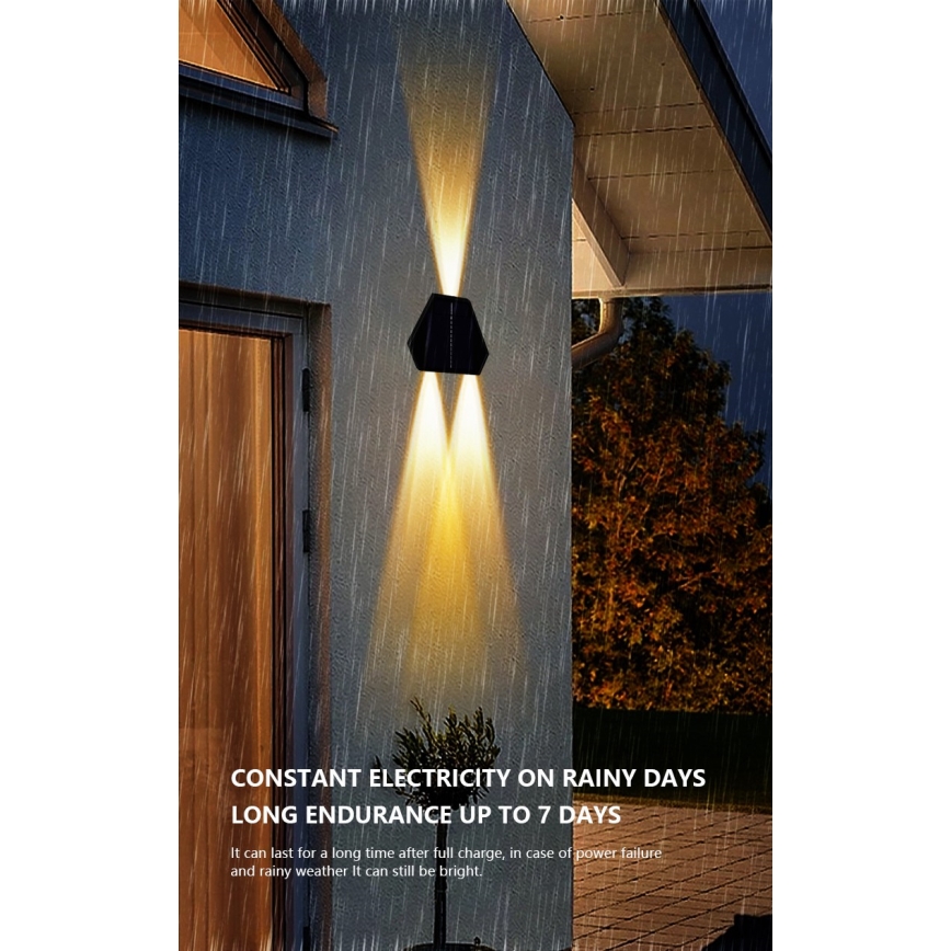 LED solcellsvägglampa med sensor LED/2W/5V IP54 1300 mAh